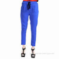 Women's woven solid color slim-fit pants
